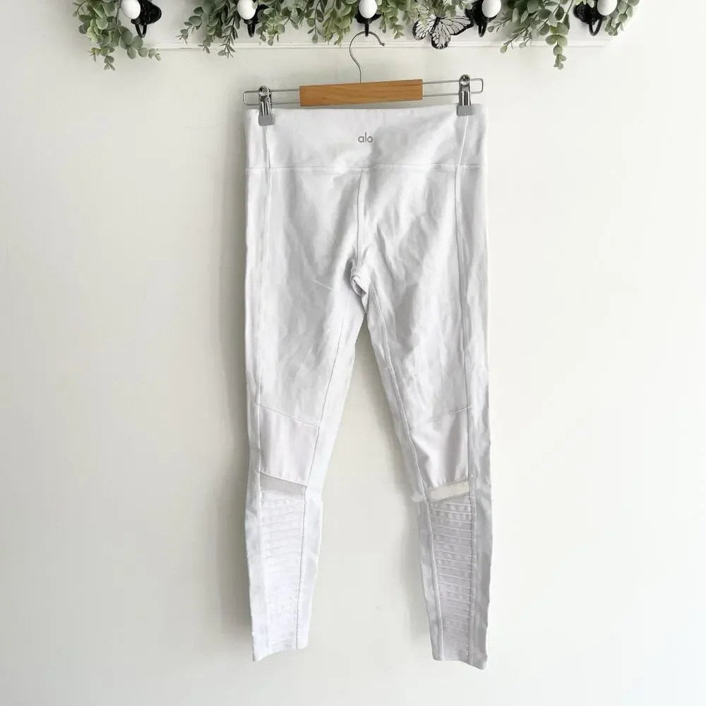 Alo White Alo Yoga High-Waist Moto for for Leggings Small 2-4747